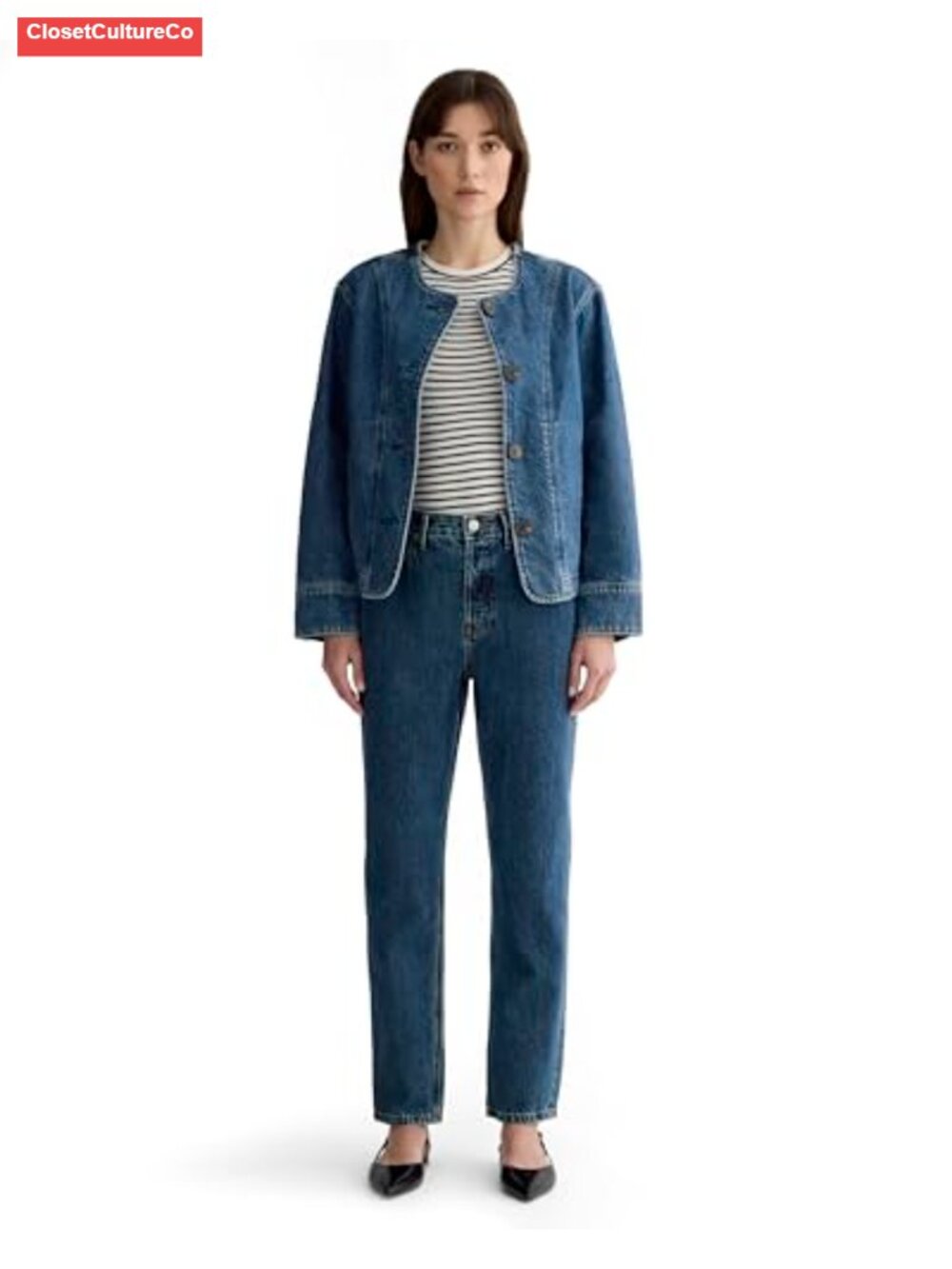 High Rise Straight Leg Rigid Japanese Denim Jeans - Picture 1 of 5
